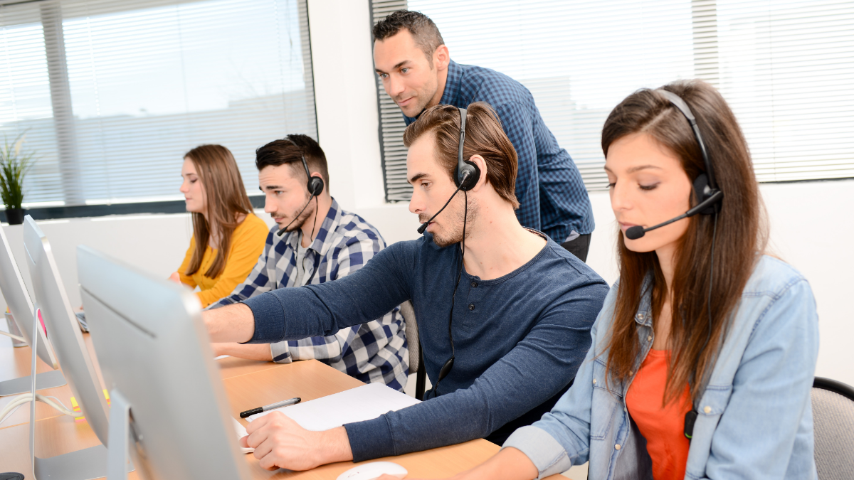 Contact Center | Call Metrics | Employees in a Call Center Working