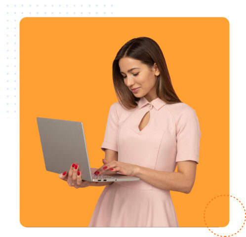 Woman looking at lap top